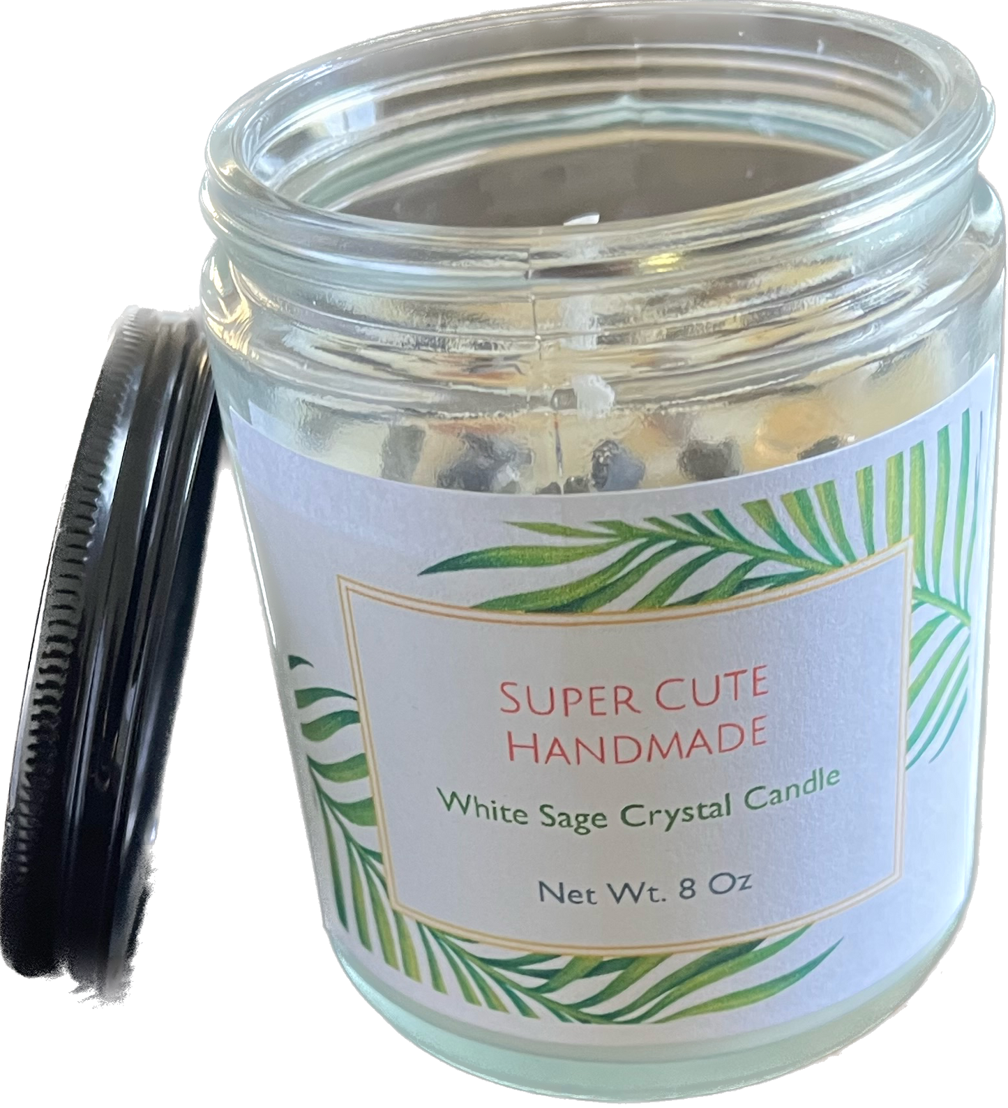 White Sage Crystal Candle