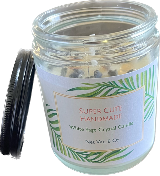 White Sage Crystal Candle